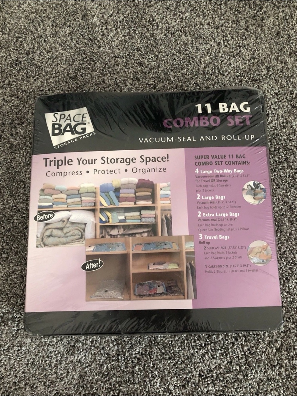 Space Bags, 11 Bag Combo Set Vacuum Storage Bags - NEW